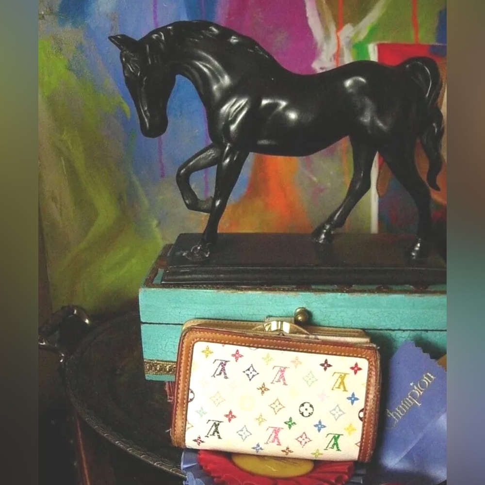 Auth Rare LOUIS VUITTON White Murakami Tresor Clutch Wallet Handbag Accessory LV